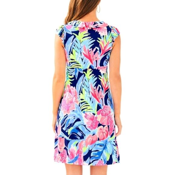 Lilly Pulitzer Clare Silk Jersey Dress High Tide Tropicolada Mini Floral Size XS - Picture 7 of 16